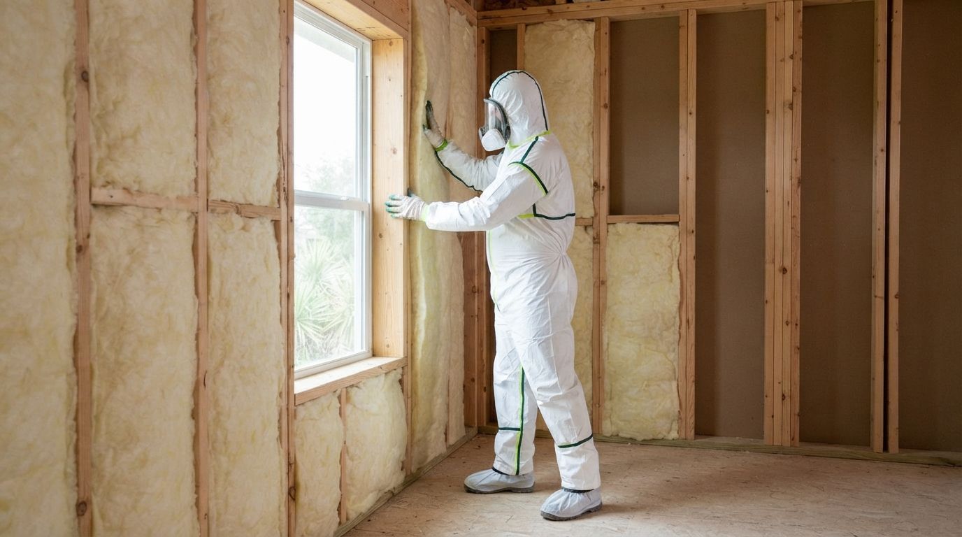 Fiberglass batt insulation installation project in La Feria Texas