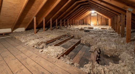Uneven and missing attic insulation in a Harlingen Texas home