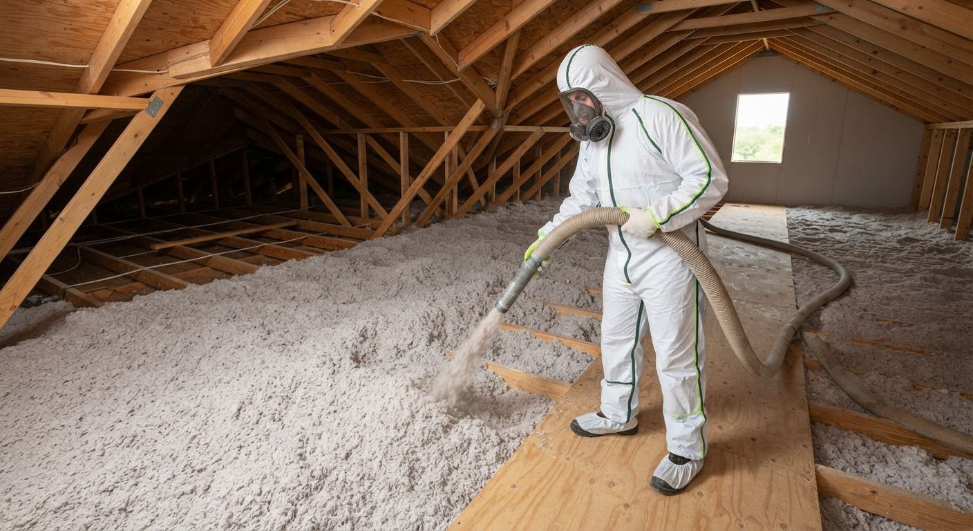 Professional blown-in attic insulation installation in Harlingen Texas