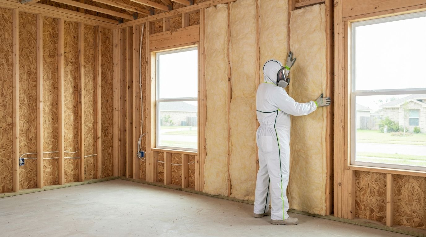 Professional blown-in attic insulation installation in Harlingen Texas