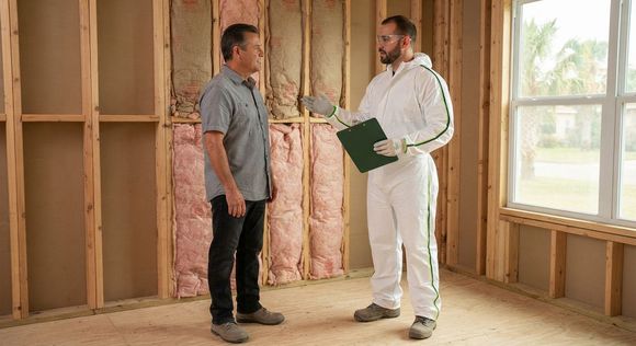 Harlingen insulation technician discussing a professional estimate with a homeowner