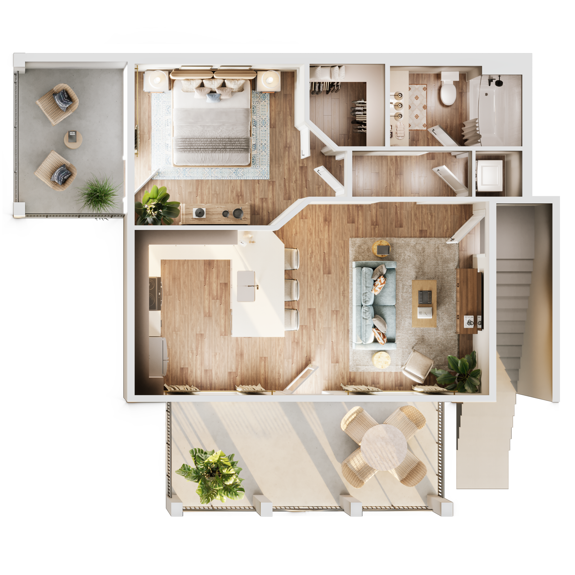 A2 Bungalow one-bedroom cottage floor plan at Cottage Green Simpsonville