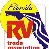 The logo for the florida trade association has a map of florida on it.