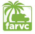 A green logo with a palm tree and a car on it.