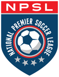 NPSL National Premier Soccer League shield logo in red, blue, white, and gray with a soccer ball center