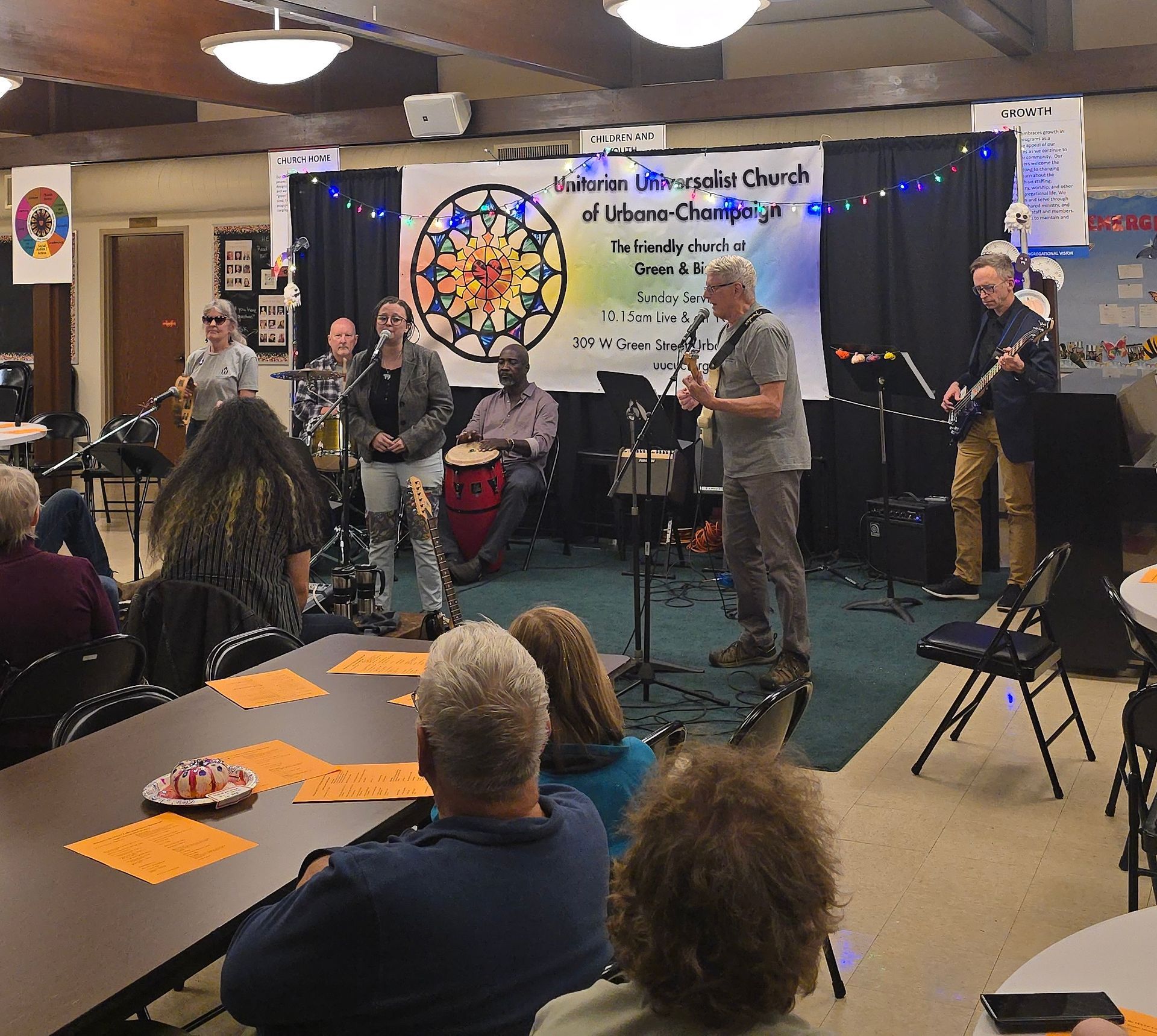 Image of a concert performance at the coffee house in Fellowship Hall.