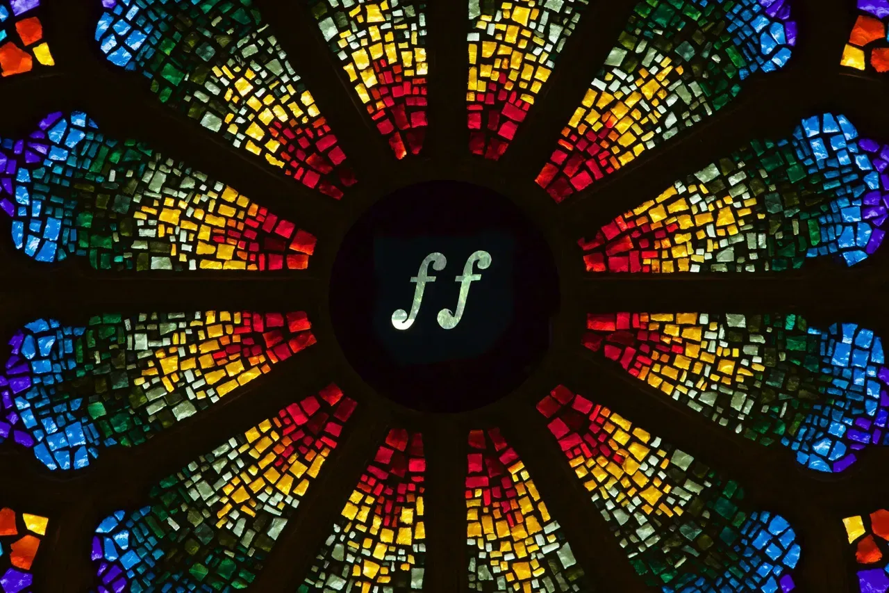 Rose Window with two forte notes in the center.