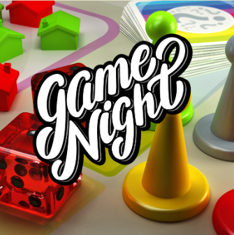 Board game pieces with the words