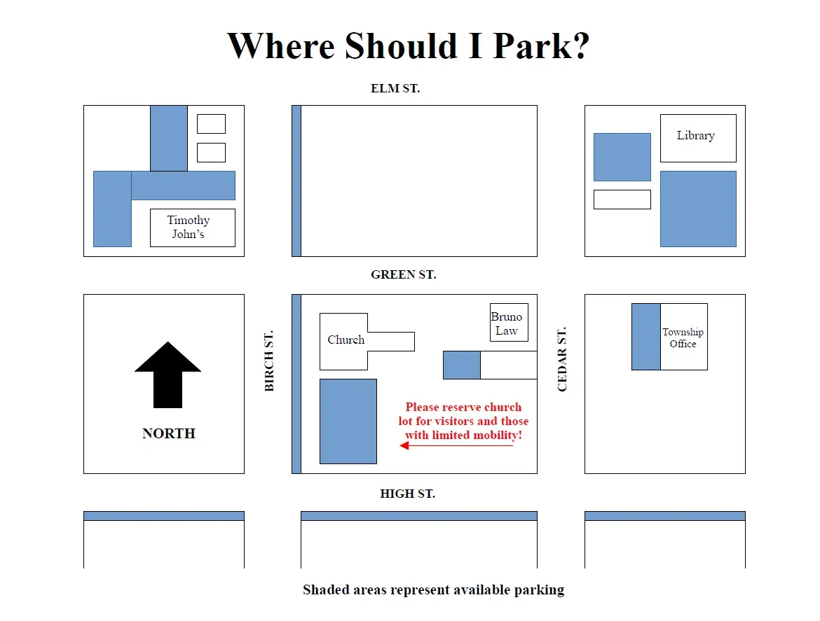 Map of parking lot and where to park