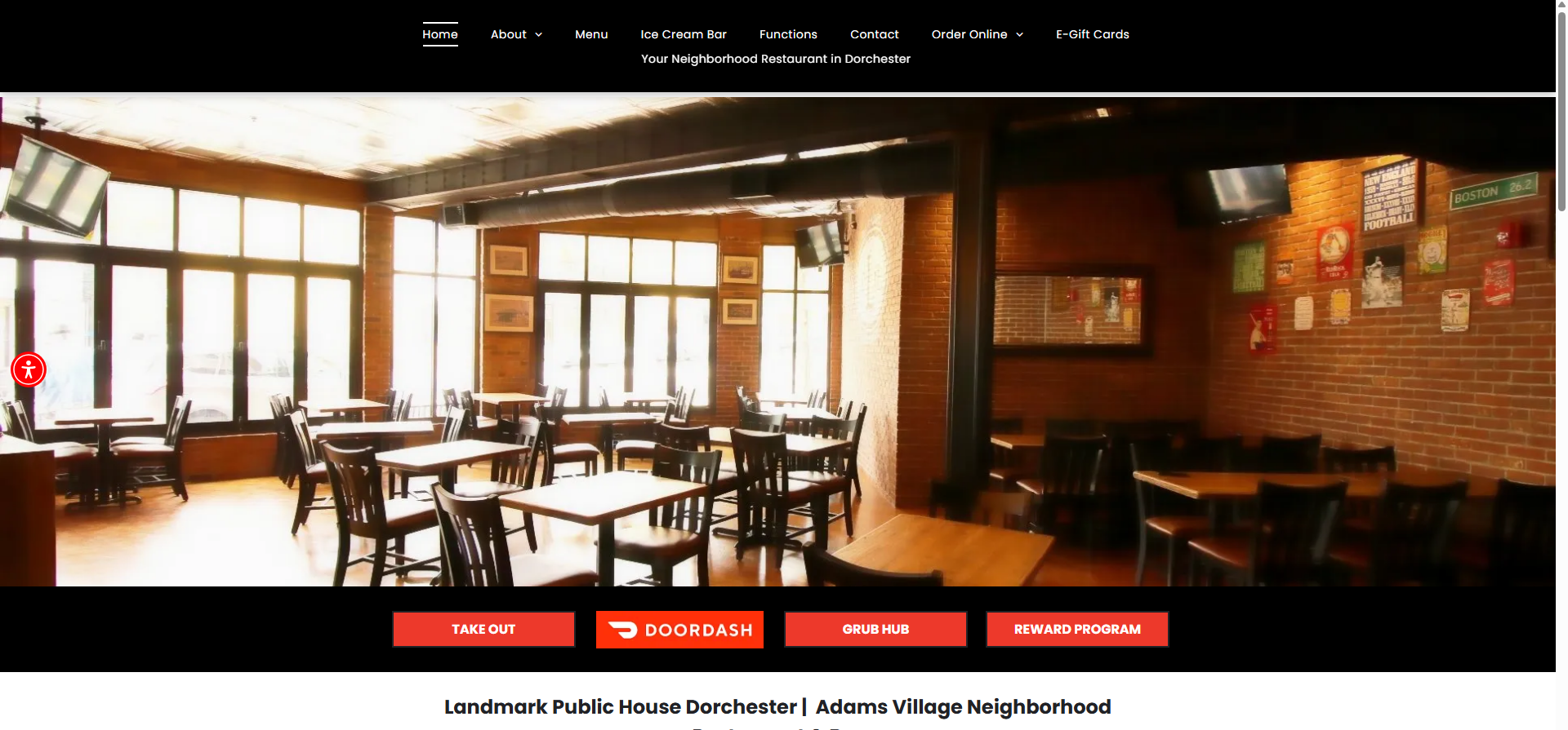 Landmark Public House website project showcasing restaurant and entertainment venue marketing with website design, local SEO, Google Business Profile optimization, and digital marketing services developed by V360Media.