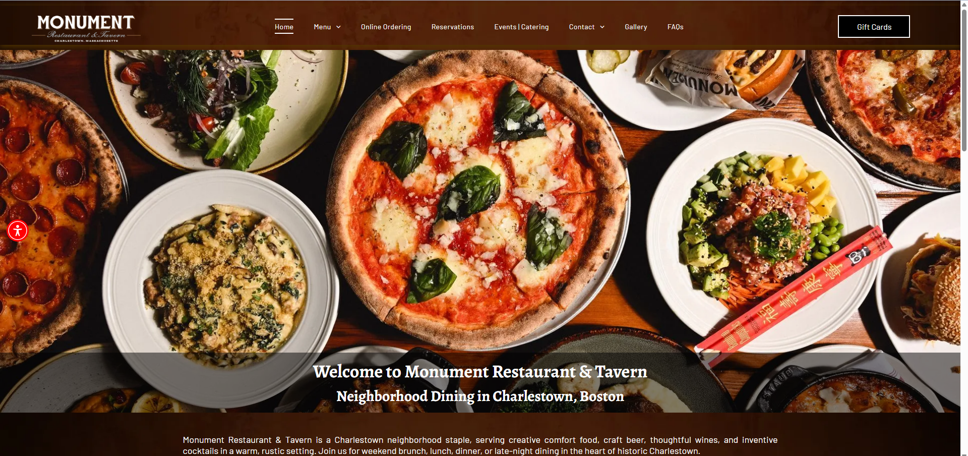 Monument Restaurant & Tavern website project showcasing restaurant and hospitality marketing with professional website design, local SEO, Google Business Profile optimization, and digital marketing services developed by V360Media.