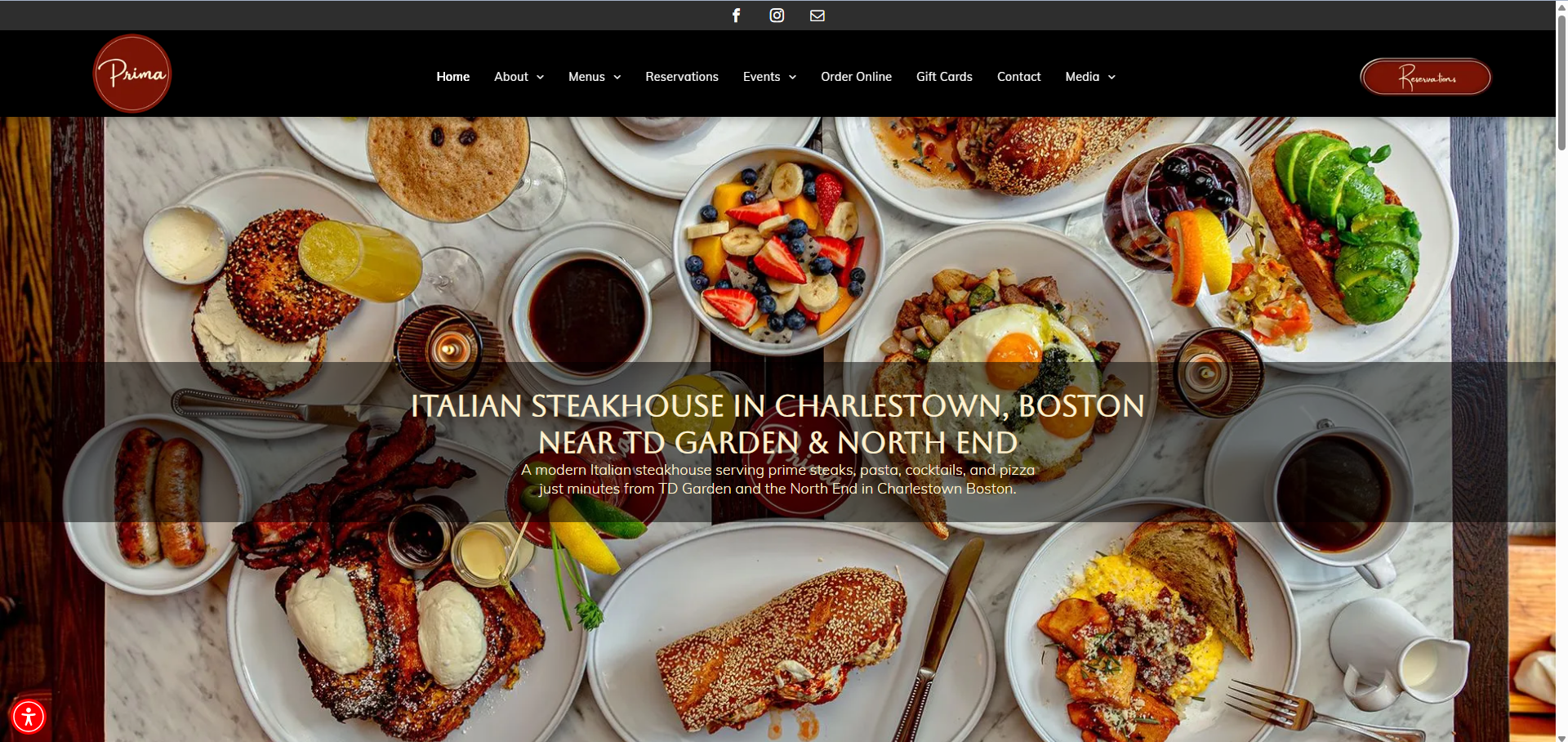 Prima Italian Steakhouse website project showcasing upscale dining, Italian cuisine, steakhouse hospitality, website design, local SEO, and digital marketing services developed by V360Media.
