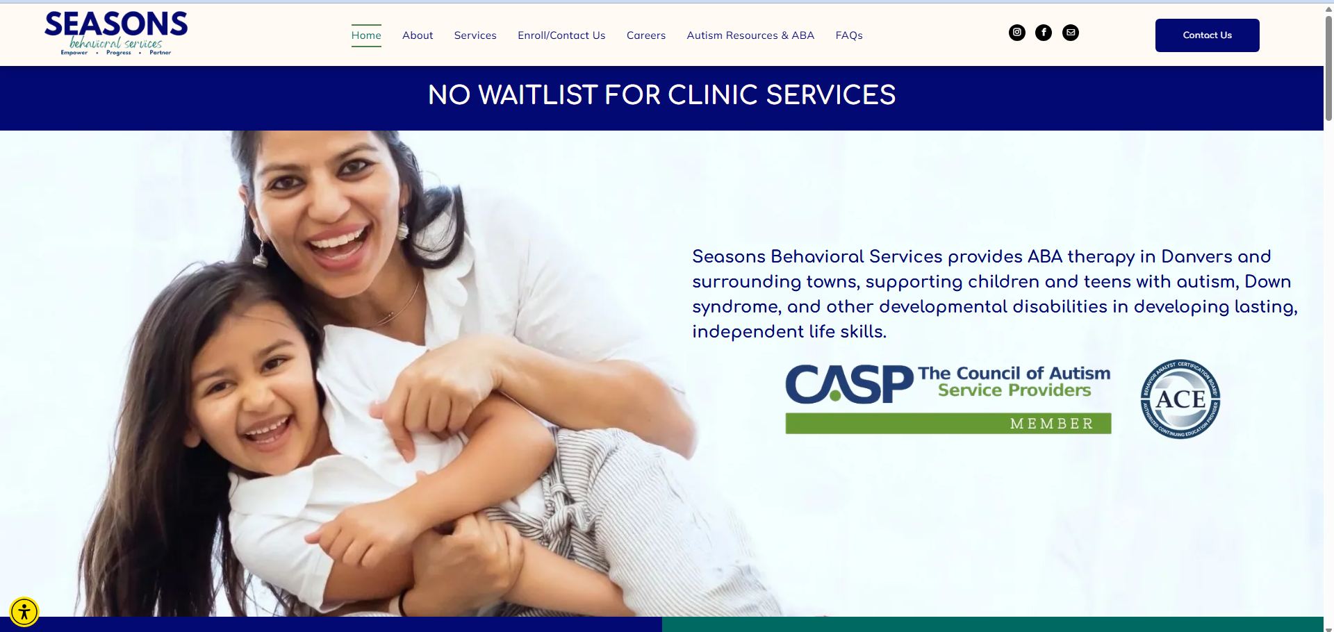 Seasons Behavioral Services website project showcasing behavioral health and healthcare services with professional website design, SEO, accessibility-focused content, and digital marketing solutions developed by V360Media.