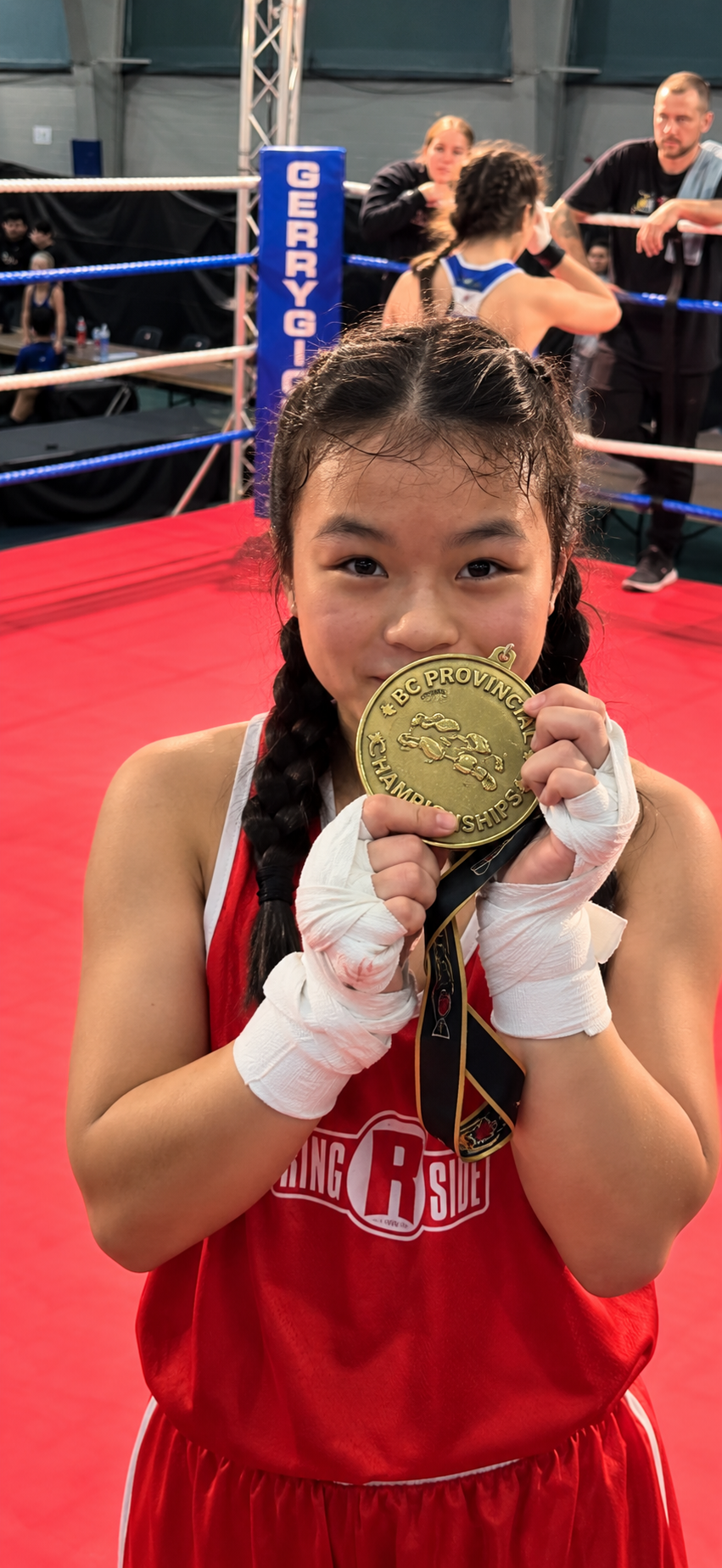 Super Sweet Science Boxer Faith Lu shows off her gold medal as the new female Bronze gloves provincial champion of 2026