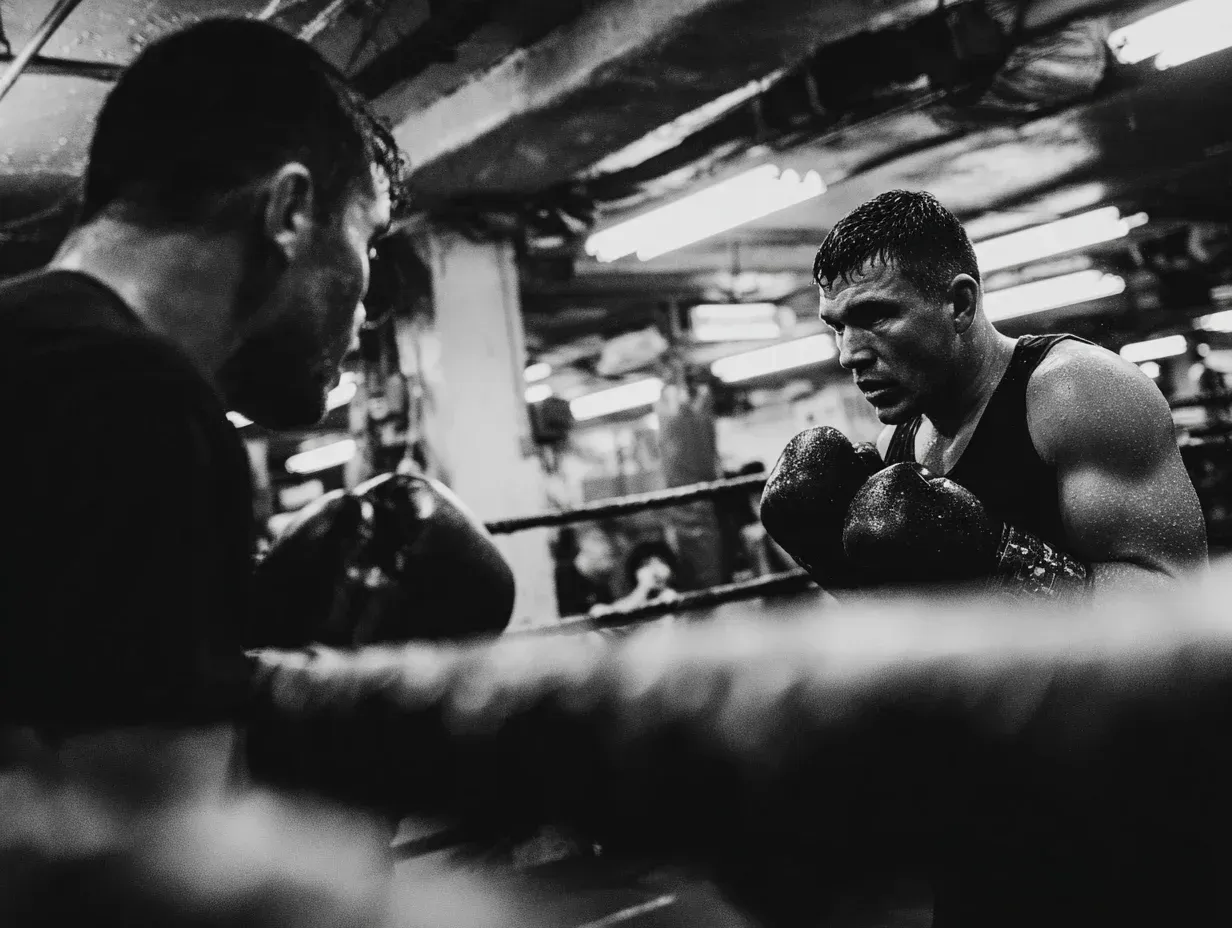Early morning light hits boxing gloves resting on the ring floor. Boxing gym quiet before the first punches of the day. Boxing training representing discipline, routine, and dedication. Boxing fitness lifestyle built on consistency and endurance.
Boxer taping wrists beside heavy bag as sun streams through gym windows. Boxing preparation connecting focus and ritual. Boxing gym atmosphere filled with anticipation. Boxing training emphasizing readiness, breathing, and precision.
Coach organizing boxing gloves and mitts before class begins. Boxing gym setting up for sparring and padwork. Boxing training environment built on order and discipline. Boxing conditioning space ready for strength and coordination drills.
Boxer tightening headgear while teammates stretch nearby. Boxing gym camaraderie uniting athletes in discipline and respect. Boxing training starting with energy and focus. Boxing fitness community built on shared effort and growth.
Sweat glistening on gym floor as fighters wipe down equipment post-training. Boxing discipline teaching respect and maintenance. Boxing gym representing focus and care. Boxing conditioning continuing beyond punches and drills.
Boxer filling water bottle between conditioning circuits. Boxing training emphasizing hydration and endurance. Boxing fitness demanding balance between rest and performance. Boxing gym scene of resilience and preparation.
Boxing coach disinfecting pads after intense class session. Boxing gym prioritizing cleanliness and safety. Boxing training space ready for next athlete. Boxing conditioning continuing through focus and consistency.
Boxer adjusting jump rope length before warm-up. Boxing training improving rhythm, agility, and coordination. Boxing gym emphasizing precision in every detail. Boxing workouts beginning with control and awareness.
Boxer standing before mirror shadowboxing silently, headphones on. Boxing gym alive with personal focus and concentration. Boxing training uniting mental and physical balance. Boxing fitness expressing discipline through movement.
Athletes stretching on mats after long sparring session. Boxing conditioning promoting flexibility and recovery. Boxing gym community encouraging health and perseverance. Boxing training routine merging body and breath.