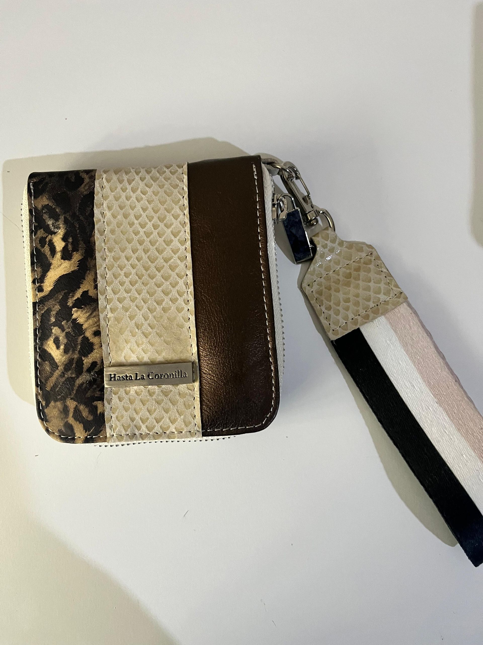 Billetera Mini print, tiza, ocre