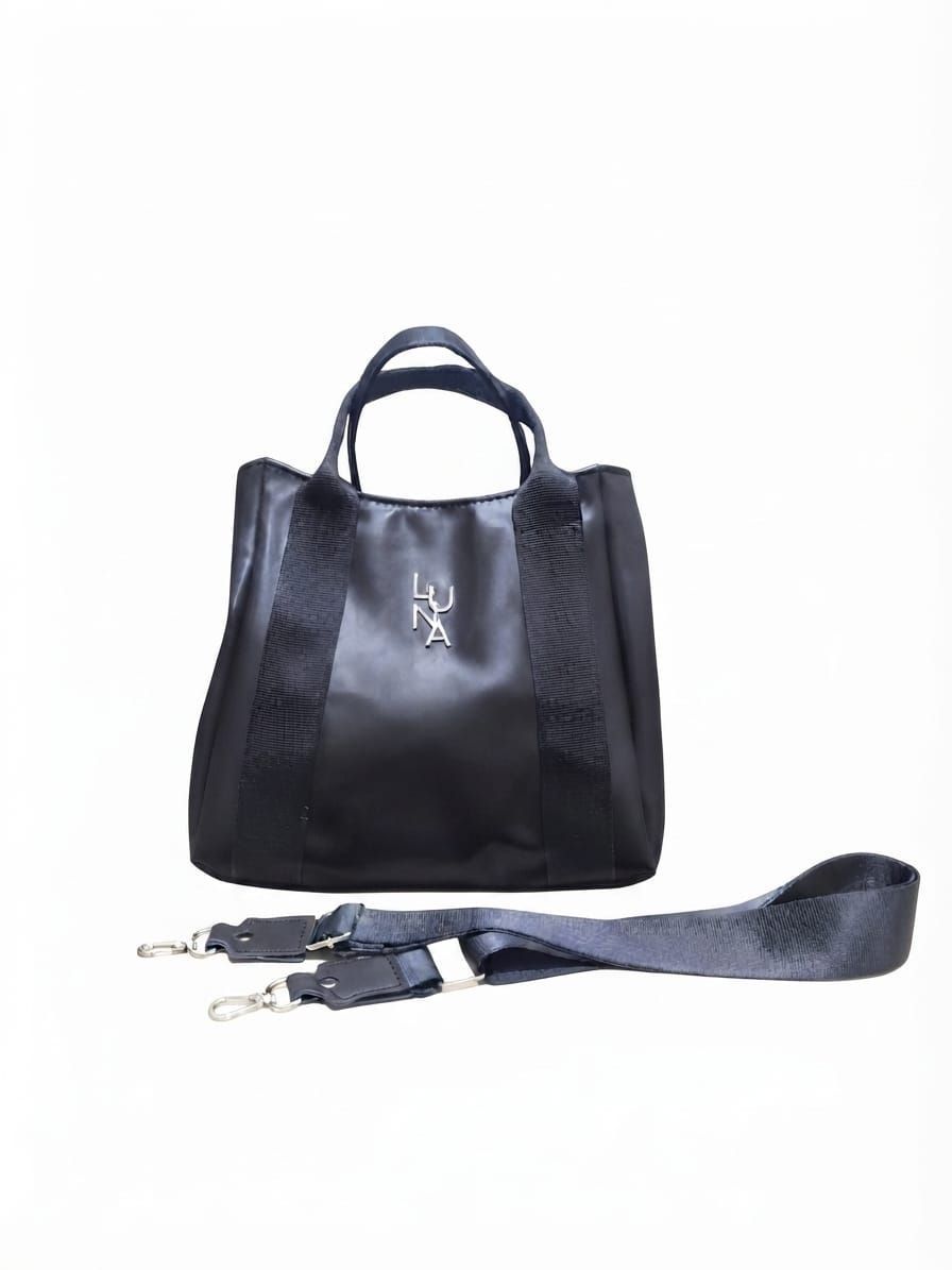 Bolso mediano doble correa negro