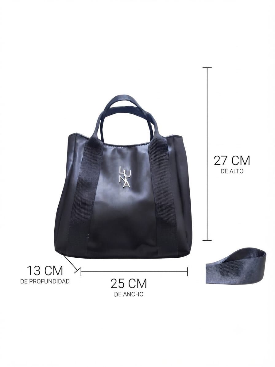 Bolso mediano doble correa negro