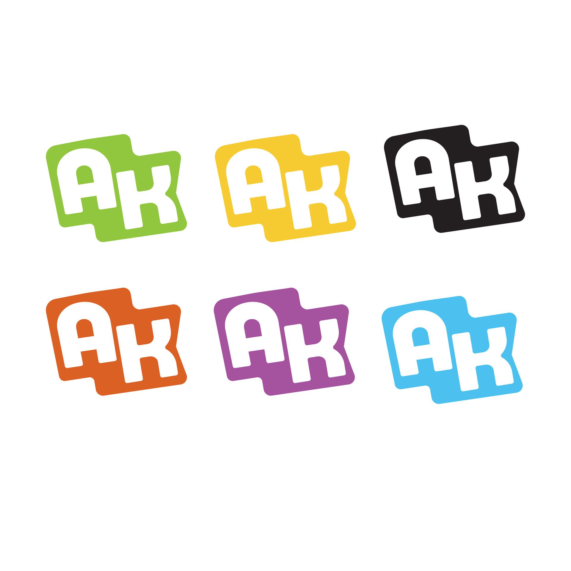 The letters ak are in different colors on a white background