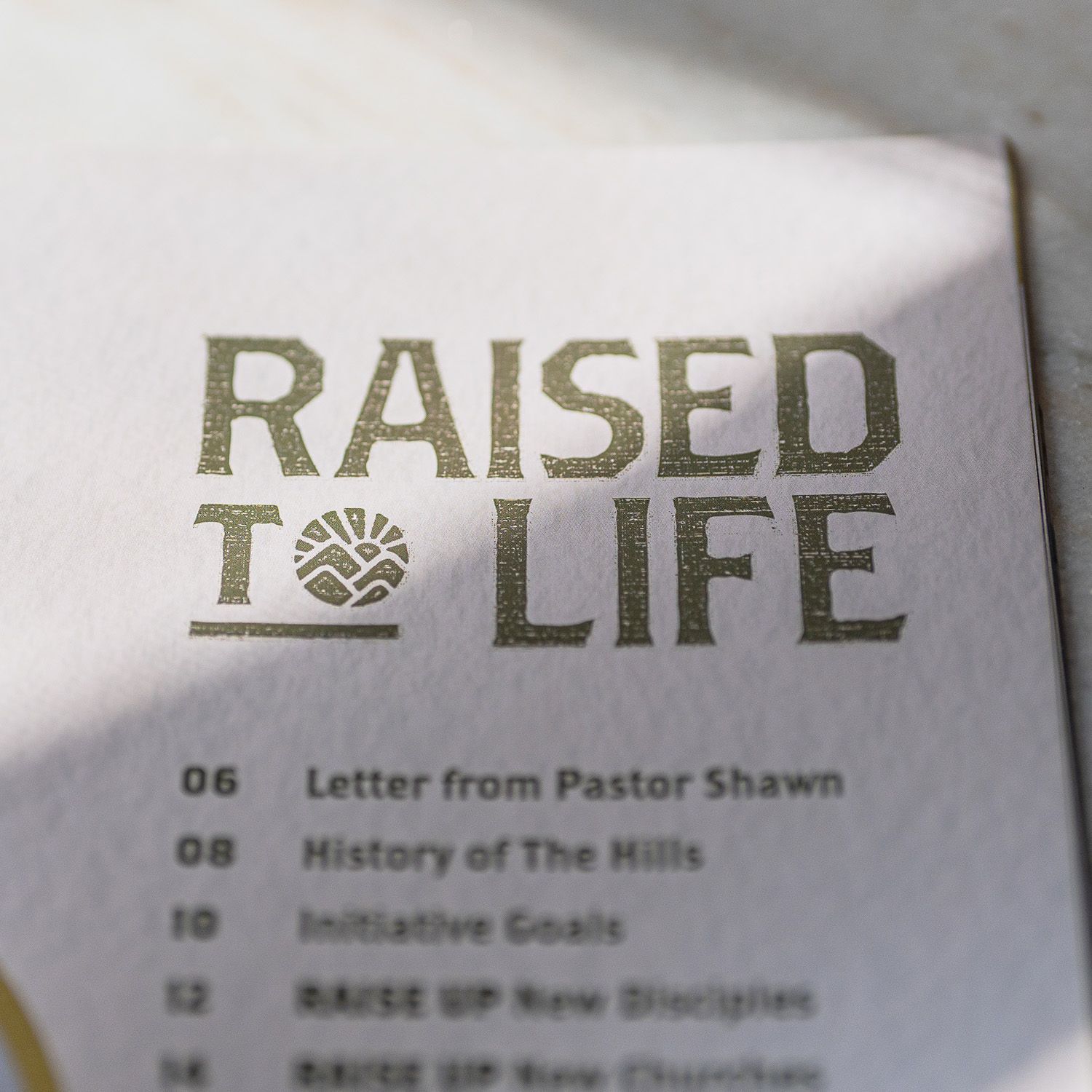 The word raised that is on a piece of paper
