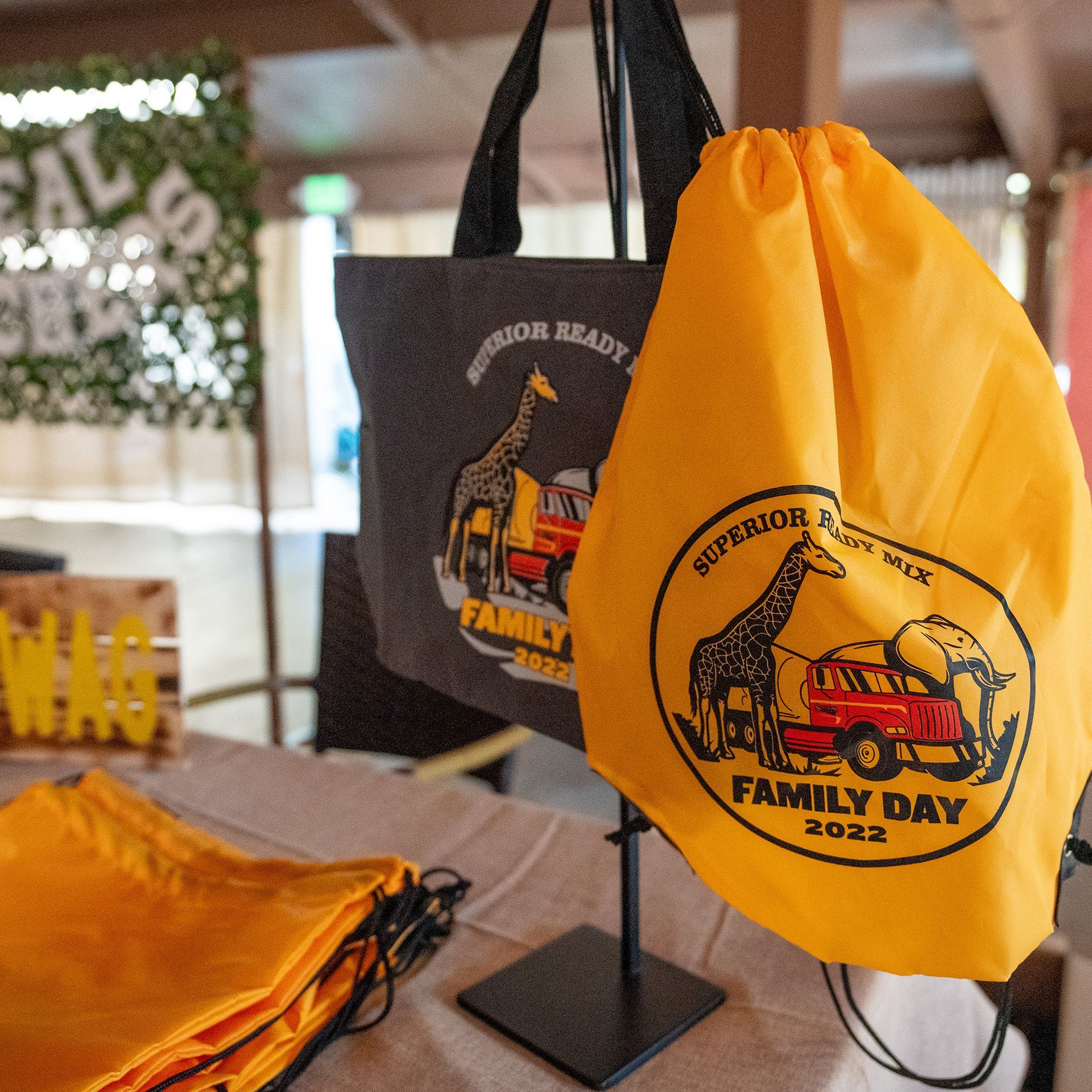 A yellow bag that says family day on it