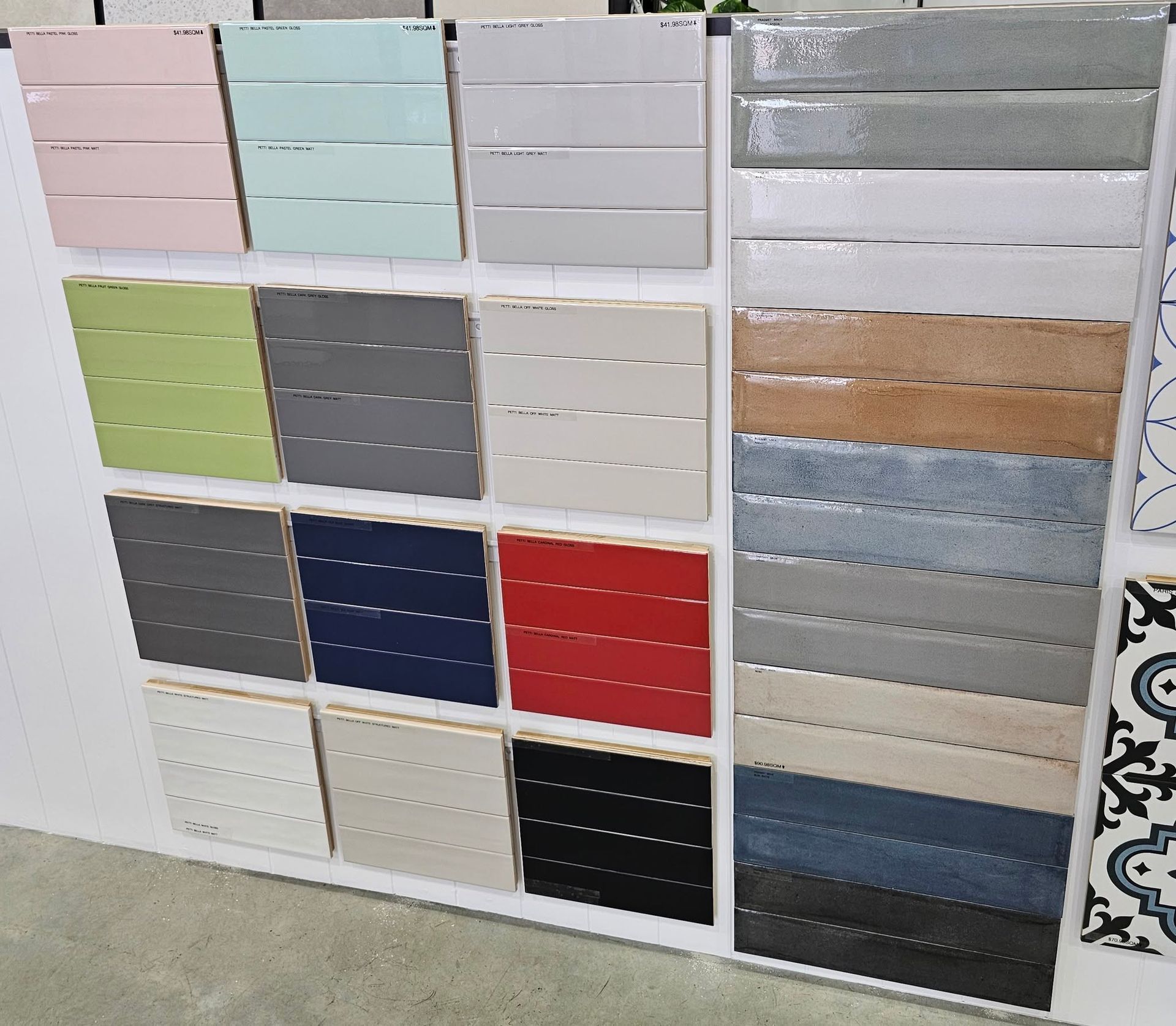 Wall Display of Assorted Color Samples — Mid Coast Tile Co in Forster, NSW