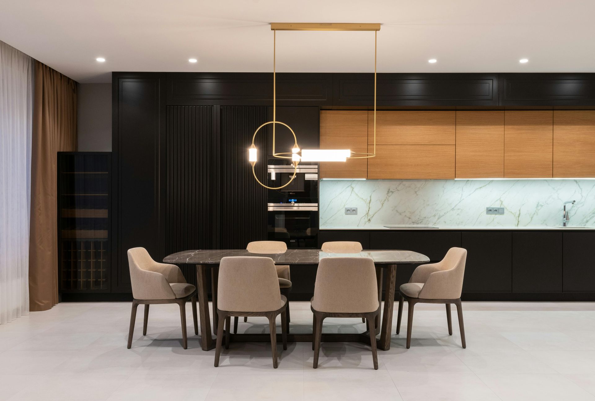 A Kitchen with White Cabinets, Stainless Steel Appliances, and A Wooden Counter Top — Mid Coast Tile Co in Taree, NSW