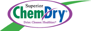 A logo for superior chem dry dryer cleaner healthier