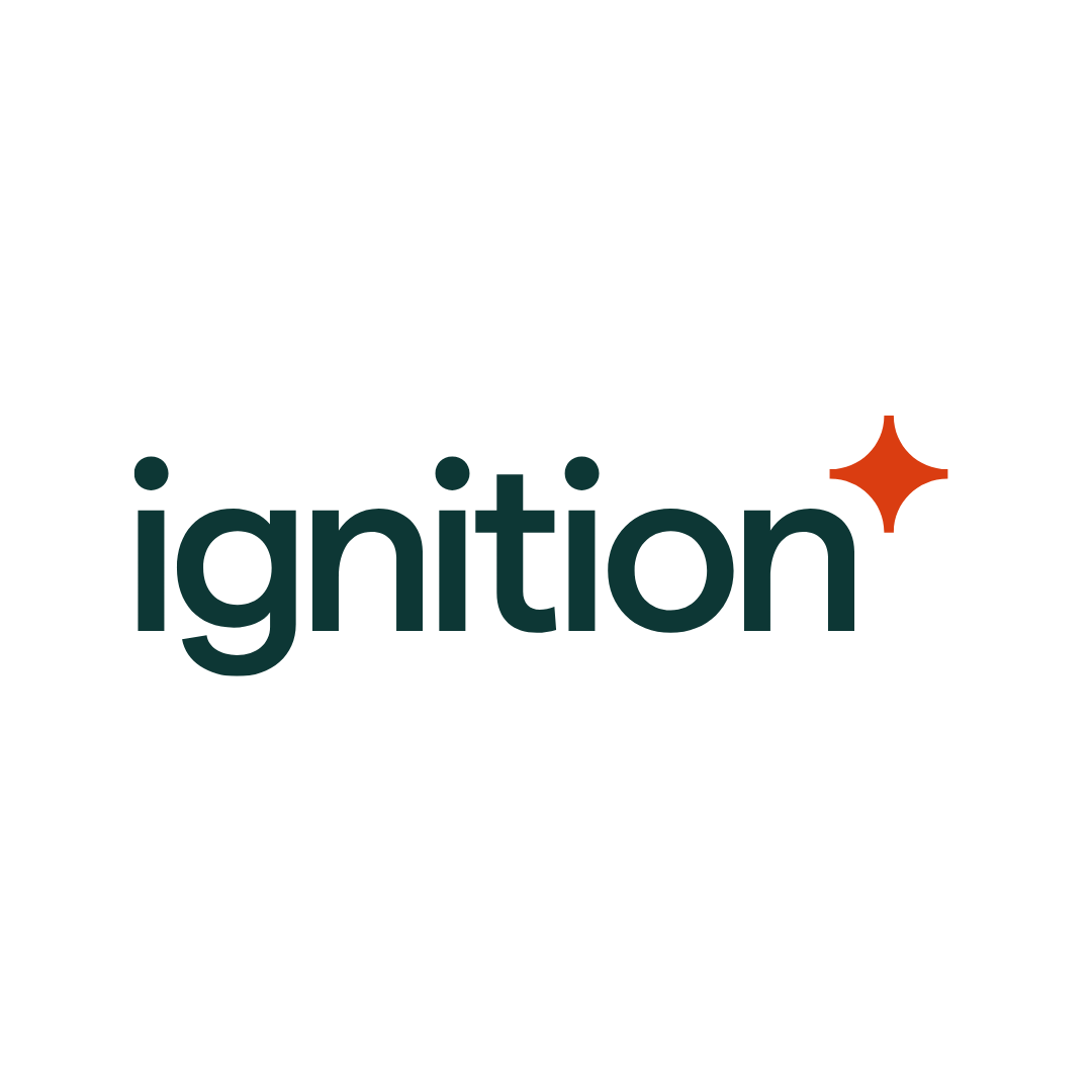 A logo for ignition with a red star on a white background.