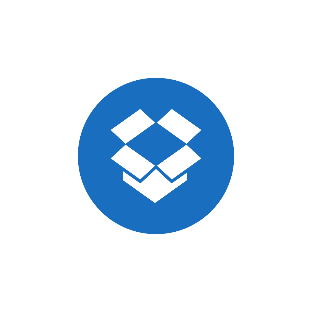 A blue circle with a white box inside of it