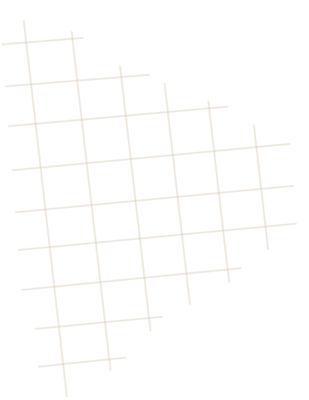 Gridded design, tilted diagonally, comprised of light beige lines