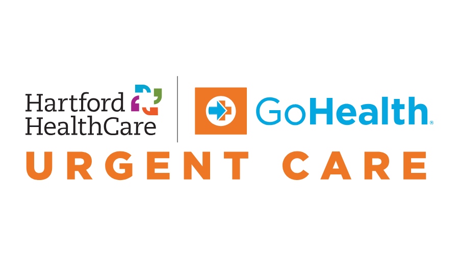 The logo for Hartford HealthCare-GoHealth Urgent Care, featuring the two brand names and the word 
