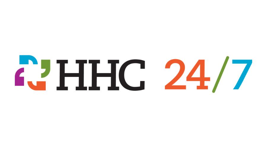 The HHC 24/7 logo featuring a colorful square symbol followed by black text and multi-colored numbers.