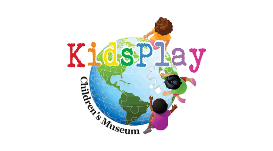 KidsPlay Children’s Museum logo with colorful letters above a globe and children playing around it