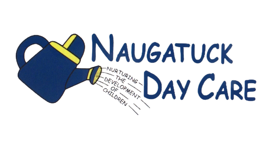 Logo for Naugatuck Day Care featuring a dark blue watering can and the text 