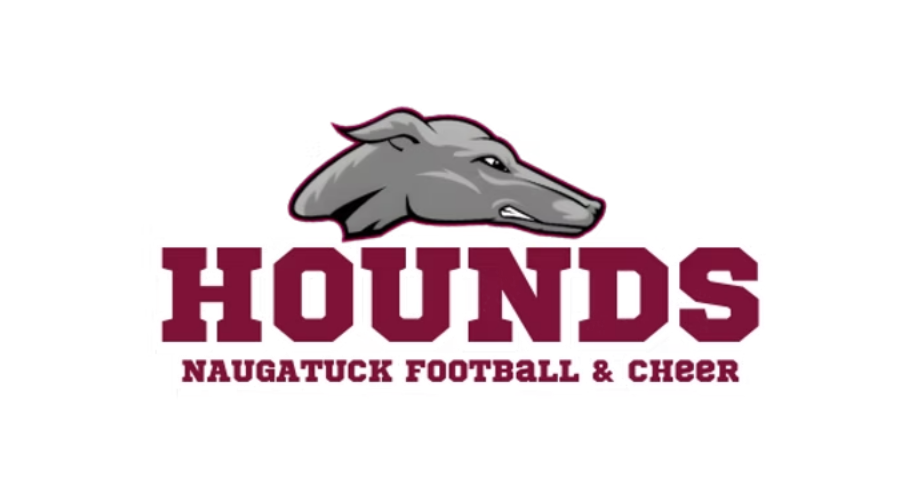 A gray greyhound head logo above the maroon text 