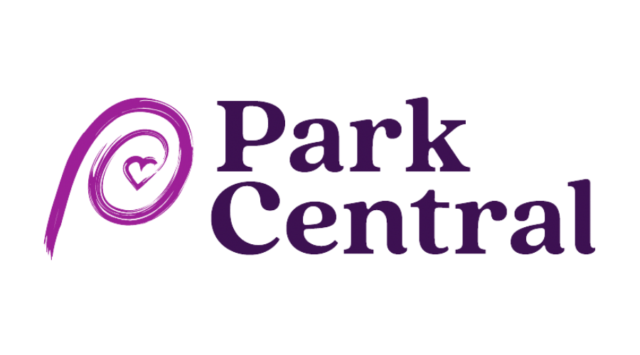 Park Central logo with purple stylized “P” and heart icon, black text on white background