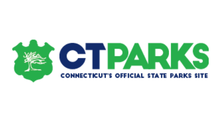 CTParks logo with green shield and blue-green text, Connecticut’s official state parks site