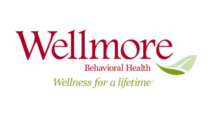 Wellmore Behavioral Health logo with green leaves and the tagline “Wellness for a lifetime”