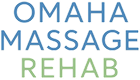 Omaha Massage Rehab logo in blue and green text