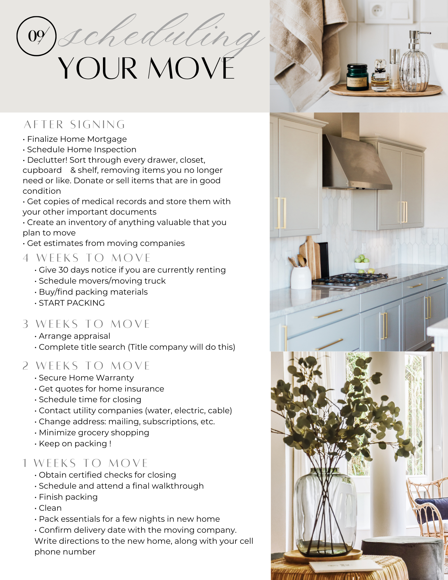 A poster with a kitchen and a vase of flowers on it