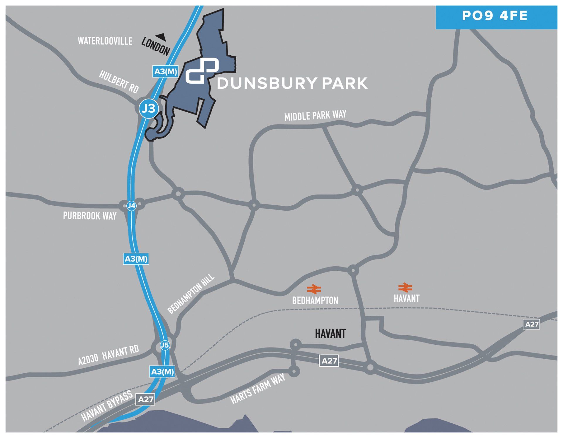 Enlarge map Dunsbury Park local map