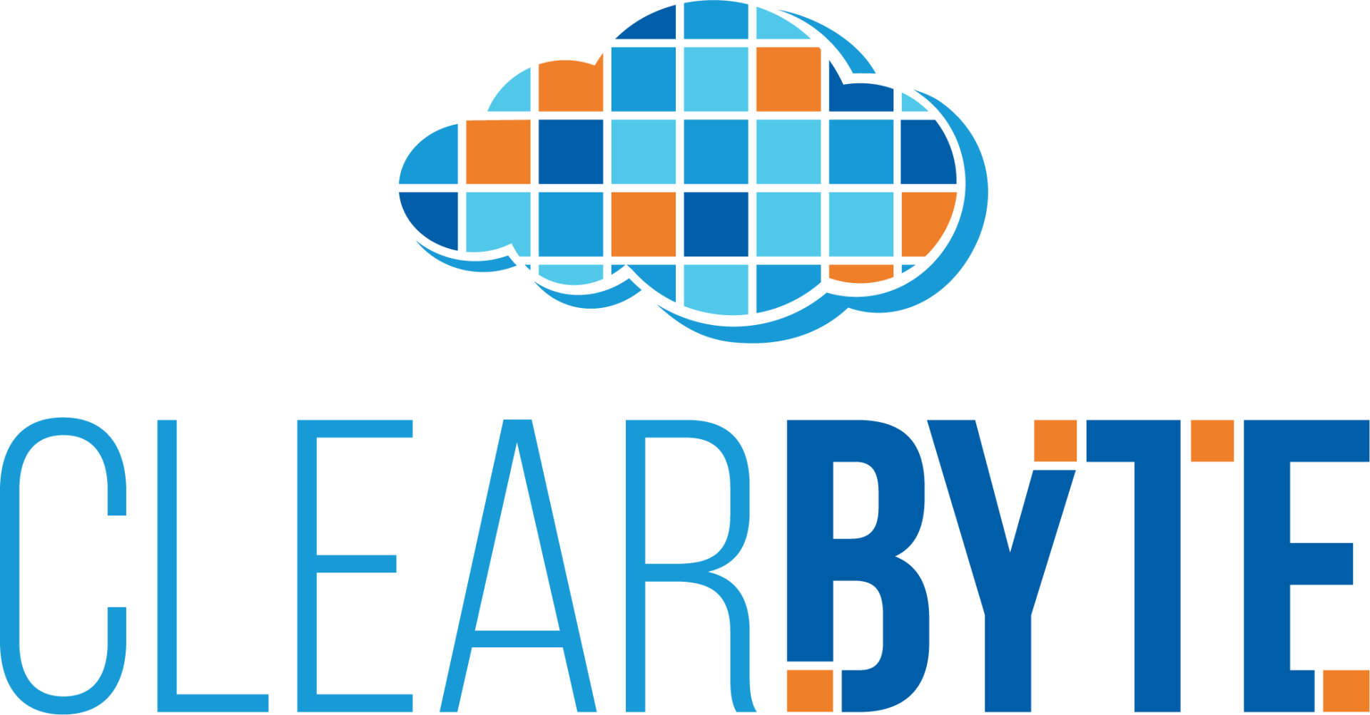 A logo for clearbyte with a cloud in the middle