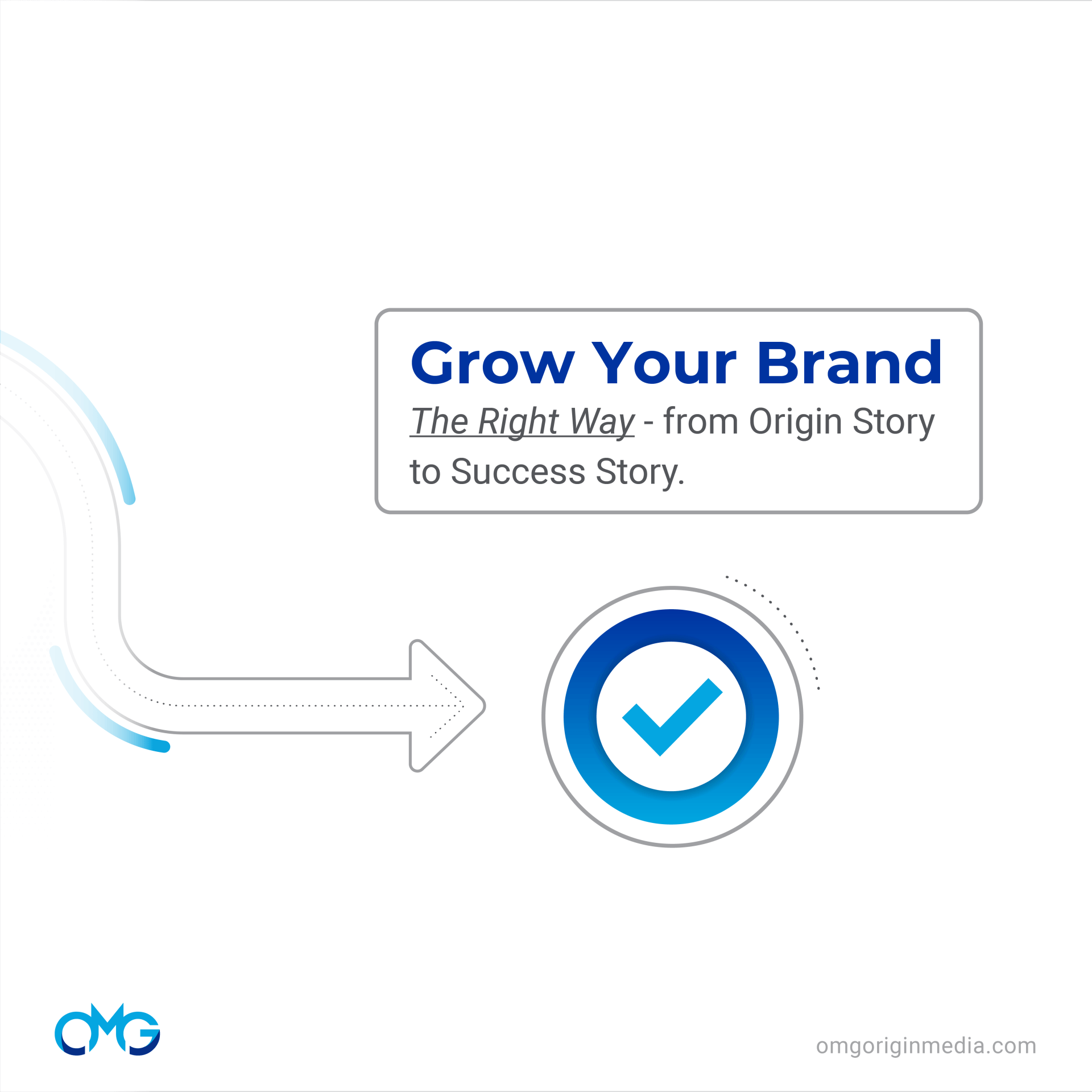 A poster that says grow your brand the right way from origin story to success story