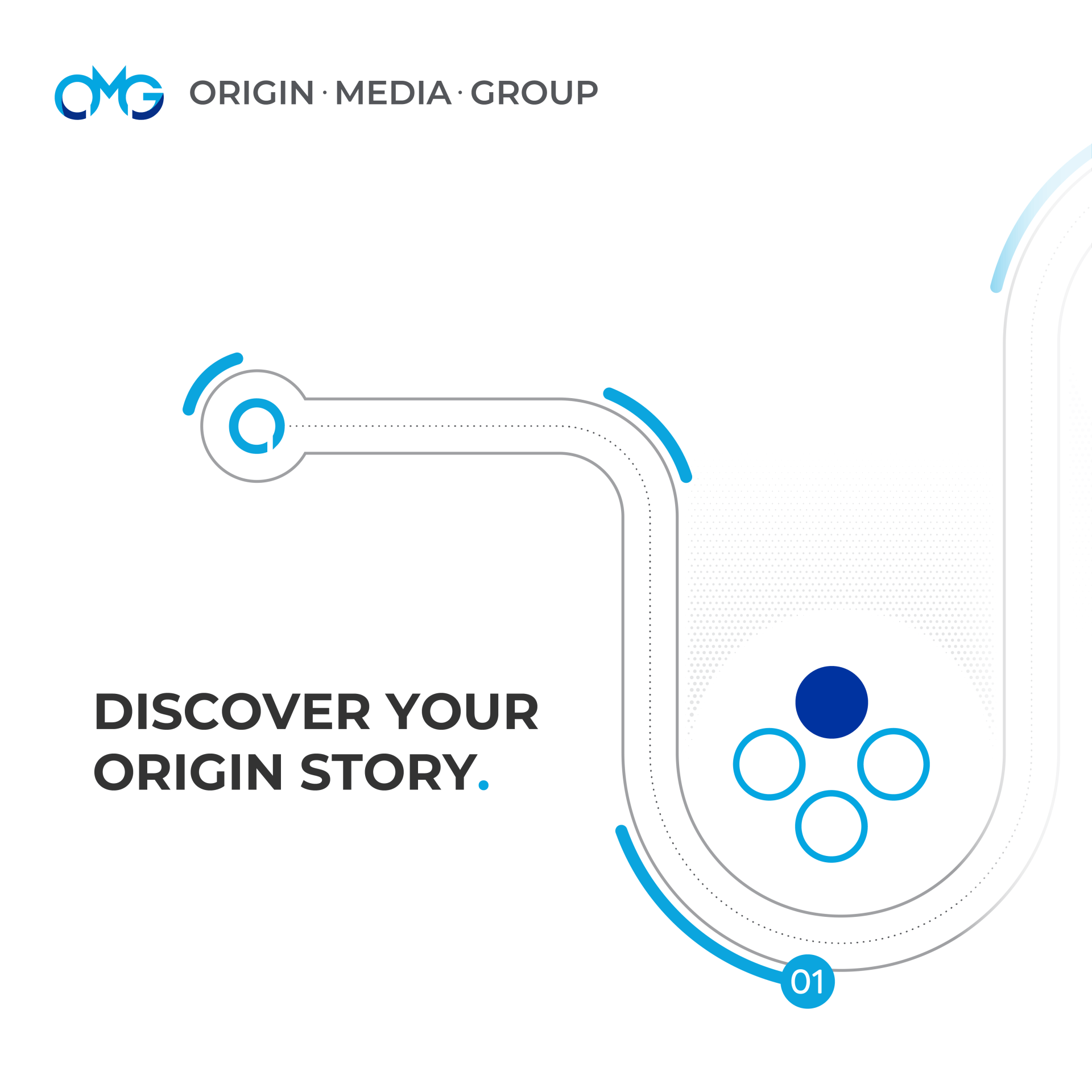 A poster for the origin media group that says `` discover your origin story ''.