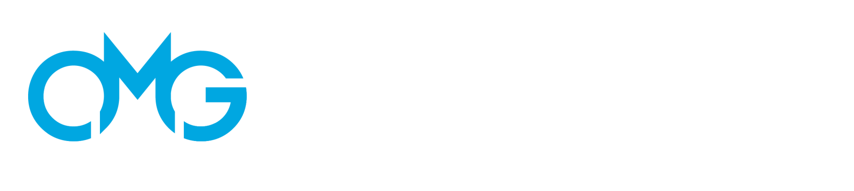 A blue and white logo on a white background.