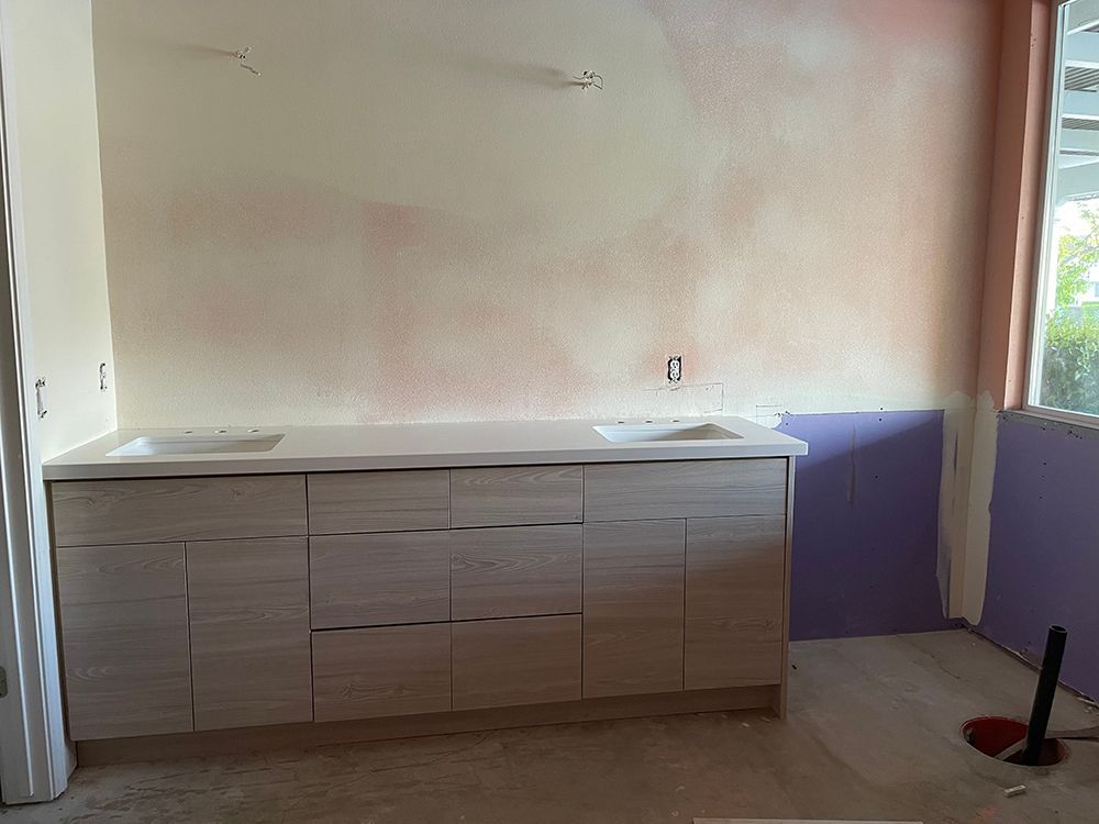 Contemporary bathroom counter build in progress