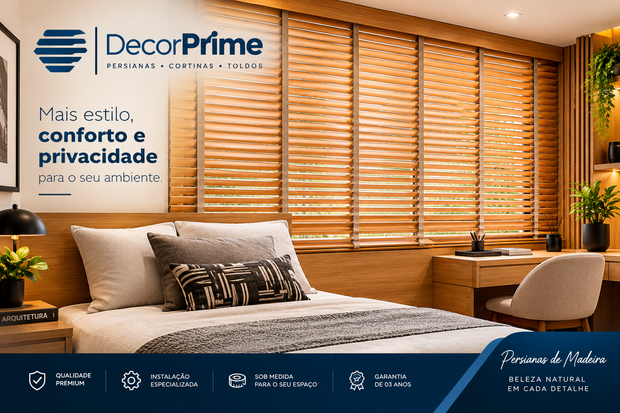 DecorPrime Persianas Sob Medida As persianas sob medida da DecorPrime oferecem a combinação perfeita entre sofisticação, funcionalidade e conforto. Disponíveis em diversos modelos, como rolô, tela solar, blackout, romana e vertical, proporcionam controle de luminosidade, privacidade e valorização do ambiente. Produzidas com materiais de alta qualidade e instalação profissional em São Paulo.