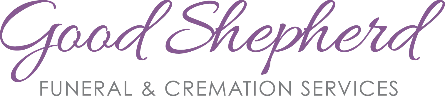 Logo for Good Shepherd Funeral & Cremation Services in purple script font.