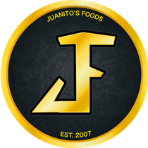 Juanito's Foods gold-and-black circular logo with stylized JF and "Est. 2007" text